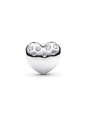 Pandora Sterling Silver Lab-grown Diamond Heart Charm - 0.53 ct TW, Sterling silver