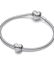 Pandora Sterling Silver Lab-grown Diamond Heart Charm - 0.53 ct TW, Sterling silver