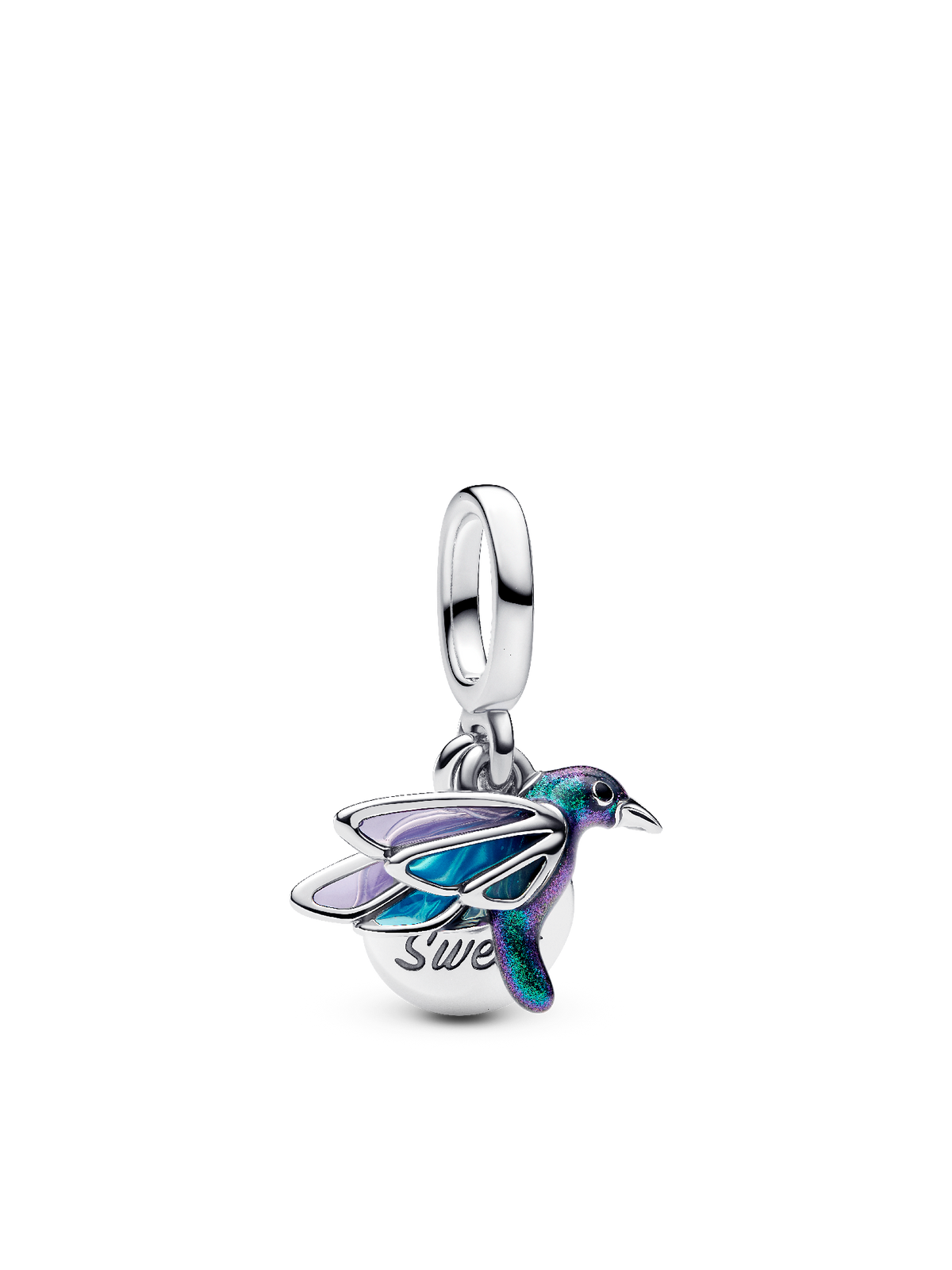 Hummingbird Double Dangle Charm - Sterling silver