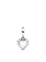Sparkling Heart Double Dangle Charm - Sterling silver