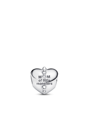 Mom's Little Monsters Heart Charm - Sterling silver