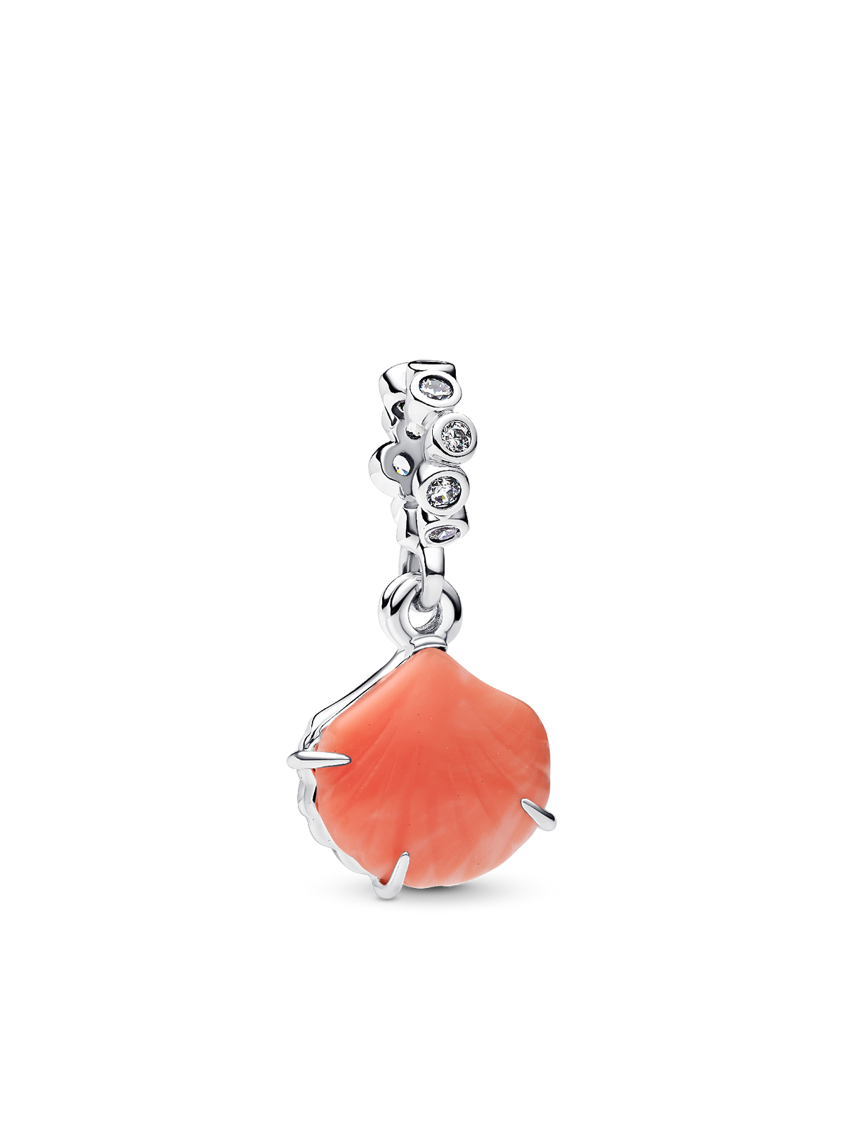 FINAL SALE - Coral-colored Shell Double Dangle Charm - Sterling silver