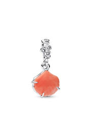 FINAL SALE - Coral-colored Shell Double Dangle Charm - Sterling silver