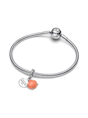 FINAL SALE - Coral-colored Shell Double Dangle Charm - Sterling silver