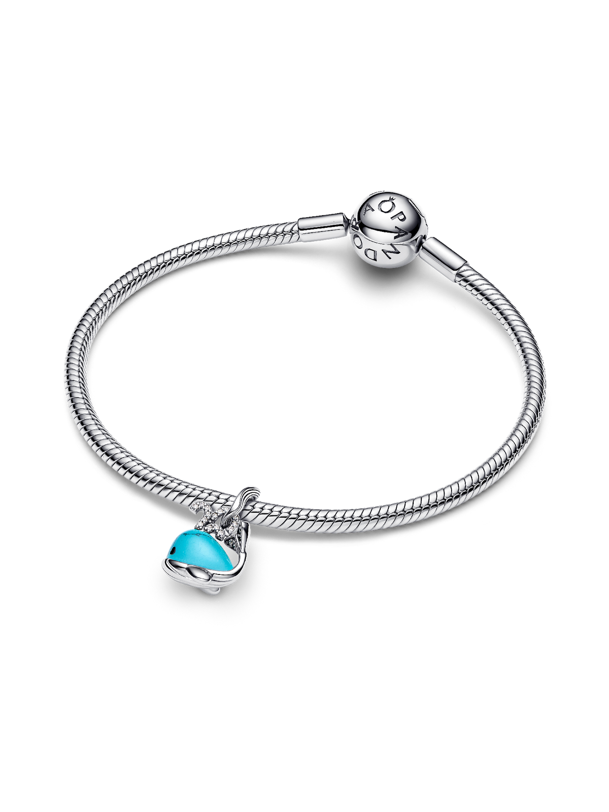 Turquoise-colored Whale Dangle Charm - Sterling silver