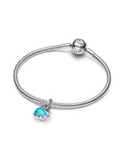 Turquoise-colored Whale Dangle Charm - Sterling silver