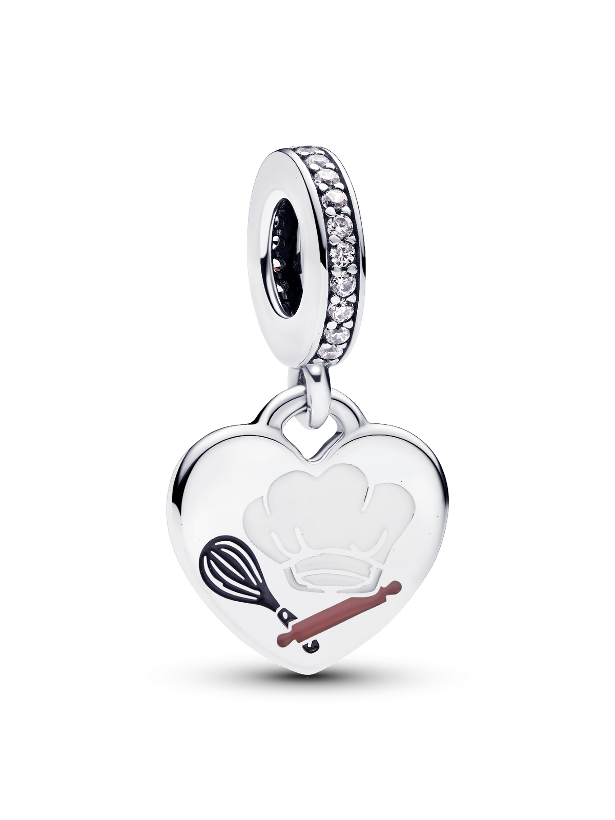 Engravable Baking Tools Heart Dangle Charm - Sterling silver