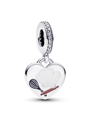 Engravable Baking Tools Heart Dangle Charm - Sterling silver