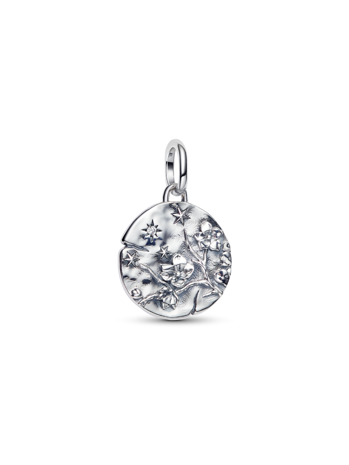 Cherry Blossom Medallion Charm - Sterling silver