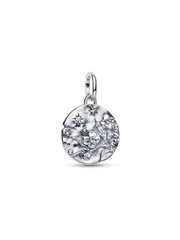 Cherry Blossom Medallion Charm - Sterling silver