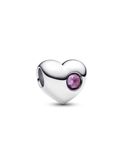 Engravable Purple Stone Heart Charm - Sterling silver