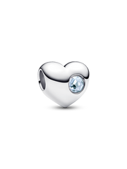 Engravable Sea Aqua Blue Stone Heart Charm - Sterling silver