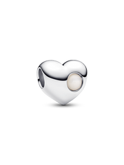 Engravable White Stone Heart Charm - Sterling silver