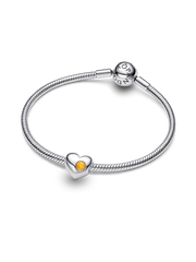 Engravable Honey Stone Heart Charm - Sterling silver