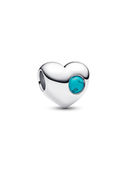 Engravable Turquoise Blue Stone Heart Charm - Sterling silver
