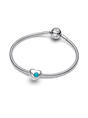 Engravable Turquoise Blue Stone Heart Charm - Sterling silver