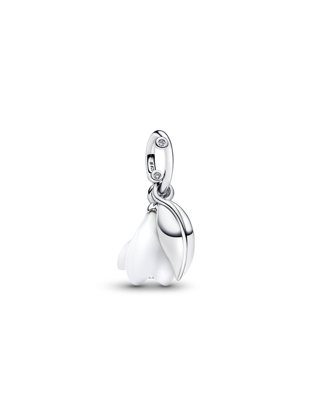 Snowdrop Flower Dangle Charm - Sterling silver