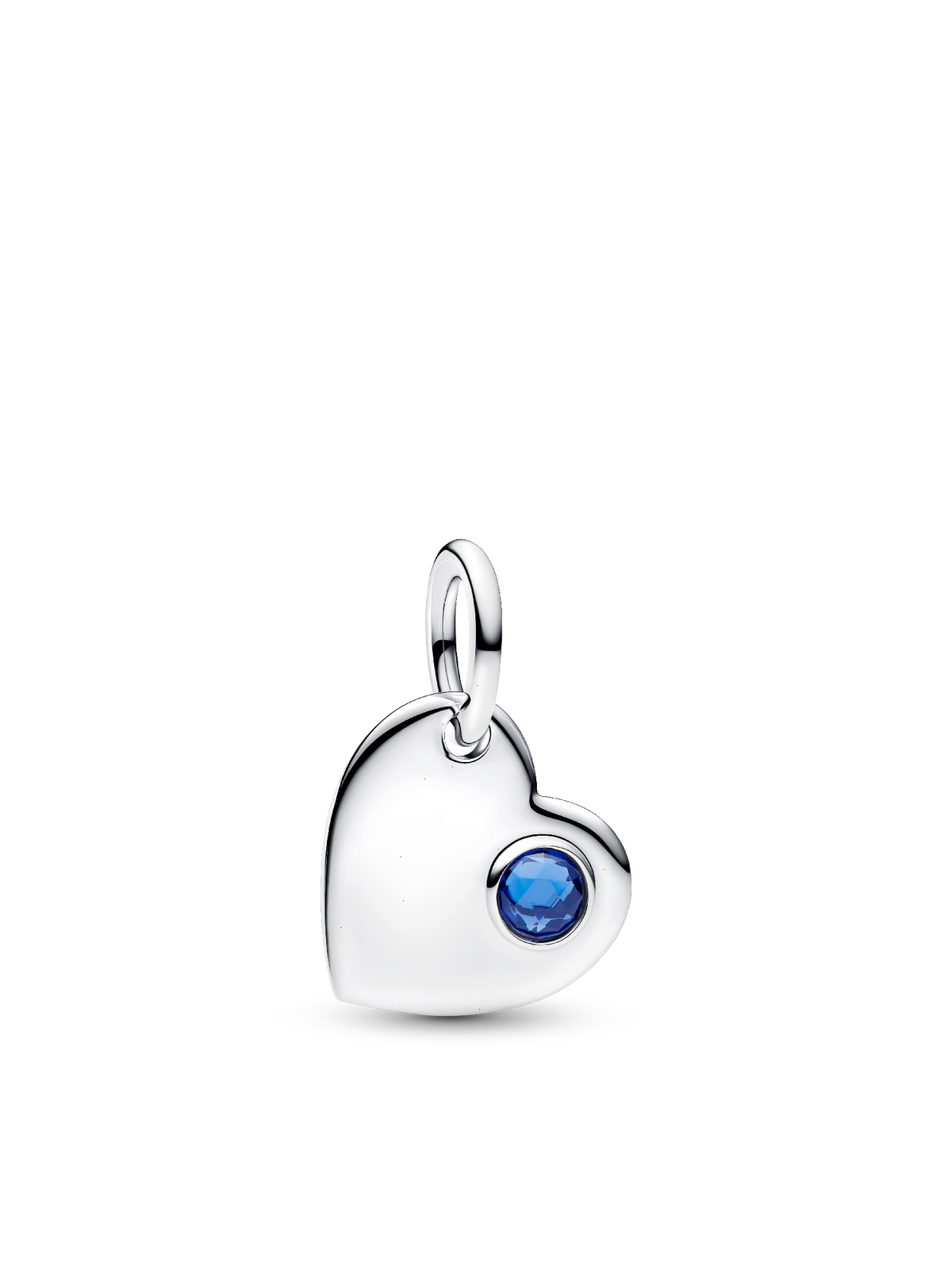 September Engravable Heart Blue Stone Dangle Charm - Sterling silver