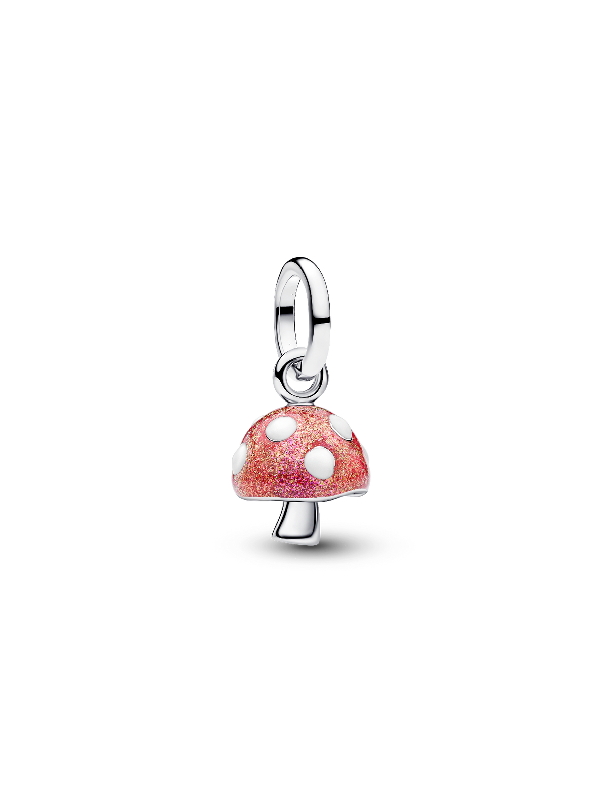 Glow-in-the-dark Mushroom Dangle Charm - Sterling silver