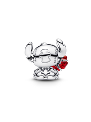 Disney Stitch Rose Murano Glass Charm - Sterling silver