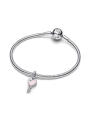 Opalescent Heart Key Dangle Charm - Sterling silver