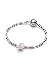 Pink Murano Glass Love Cube Charm - Sterling silver