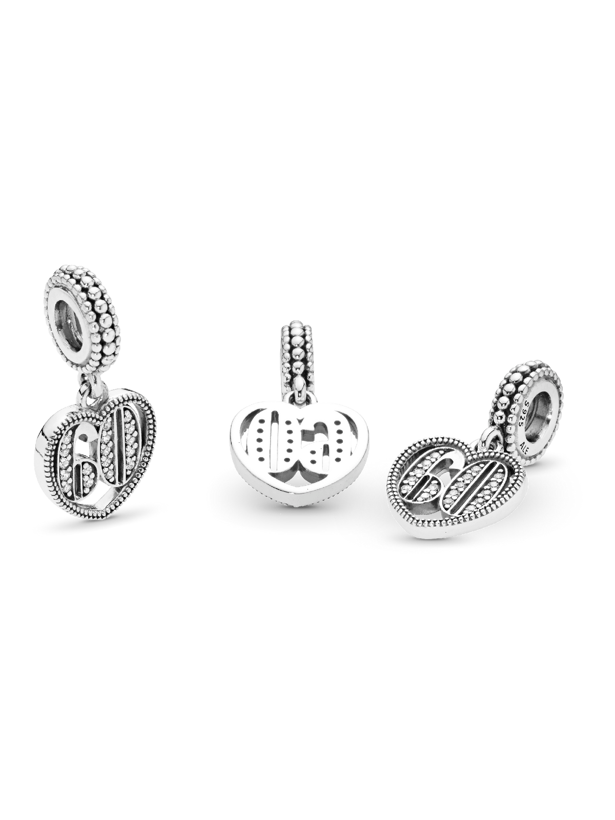 60th Celebration Dangle Charm - Sterling silver