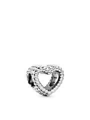 Beaded Open Heart Charm - Sterling silver