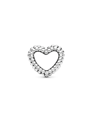Beaded Open Heart Charm - Sterling silver