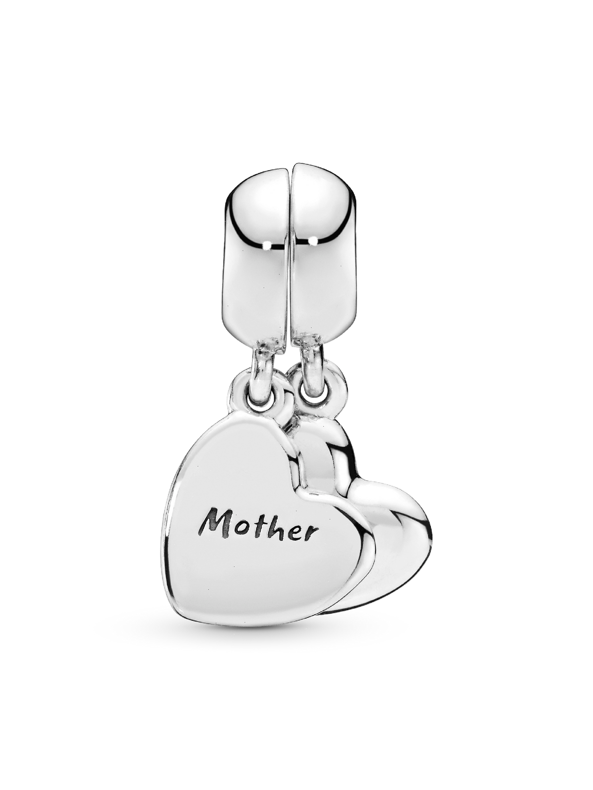 Mother & Son Heart Split Dangle Charm - Sterling silver