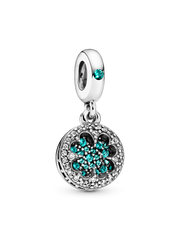 Lucky Four Leaf Clover Dangle Charm - Sterling silver