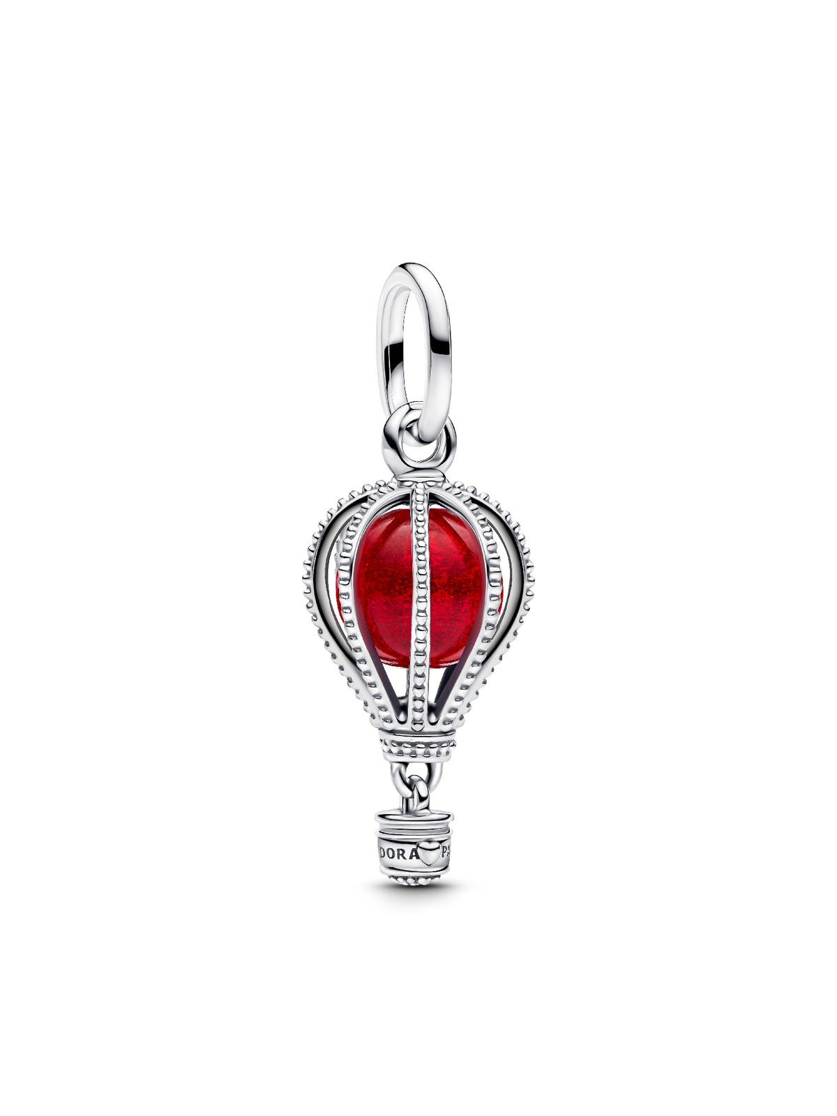 Hot Air Balloon Murano Glass Dangle Charm - Sterling silver