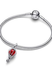 Hot Air Balloon Murano Glass Dangle Charm - Sterling silver