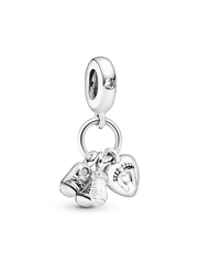 Baby Bottle and Shoes Dangle Charm - Sterling silver