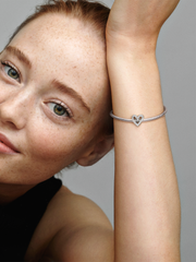 Sparkling Freehand Heart Charm - Sterling silver