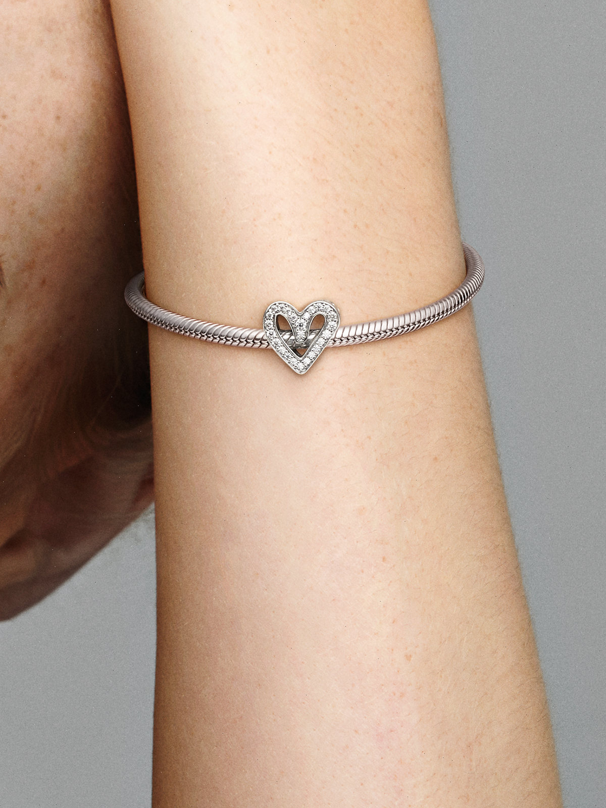 Sparkling Freehand Heart Charm - Sterling silver