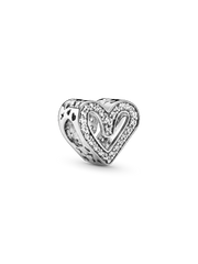 Sparkling Freehand Heart Charm - Sterling silver