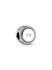 Engravable Sparkling Button Charm - Sterling silver