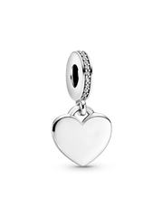 Engravable Heart Tag Dangle Charm - Sterling silver