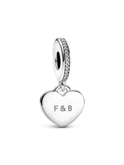 Engravable Heart Tag Dangle Charm - Sterling silver
