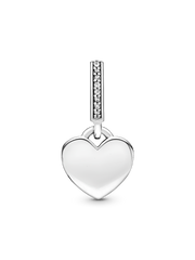 Engravable Heart Tag Dangle Charm - Sterling silver