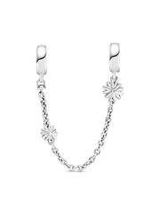 Daisy Flower Safety Chain Charm - Sterling silver