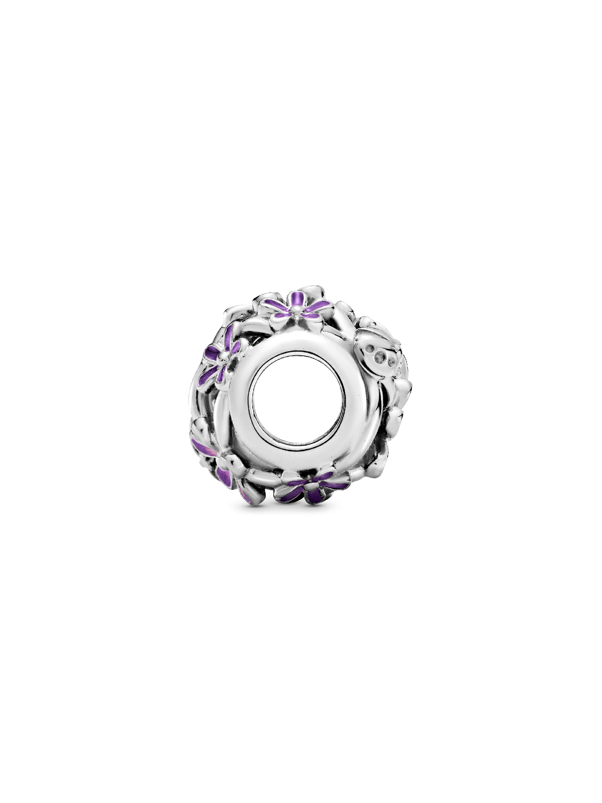 Openwork Purple Daisy Charm - Sterling silver