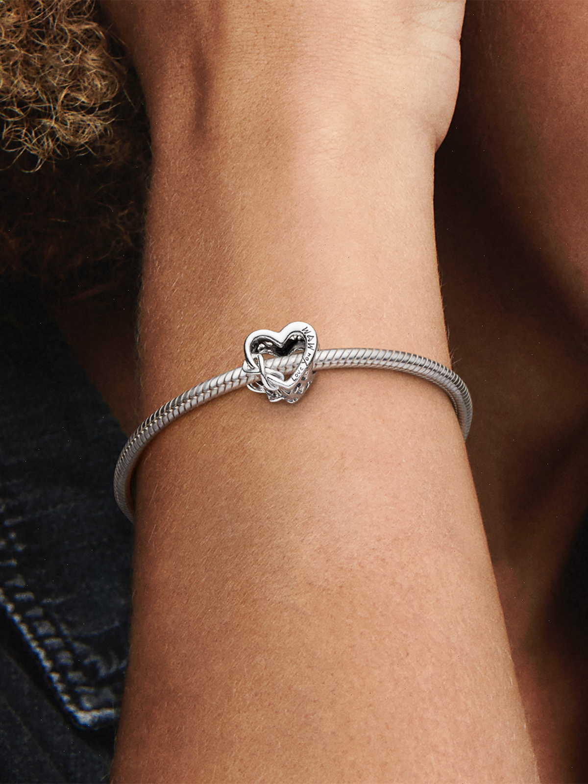 Love You Mom Infinity Heart Charm - Sterling silver