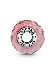 Wavy Fancy Pink Murano Glass Charm - Sterling silver
