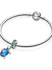 Murano Glass Sea Turtle Dangle Charm - Sterling silver