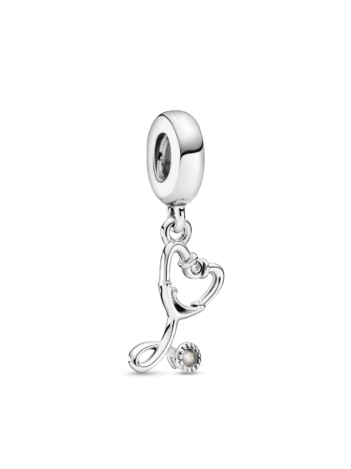 Stethoscope Heart Dangle Charm - Sterling silver