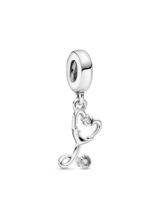 Stethoscope Heart Dangle Charm - Sterling silver
