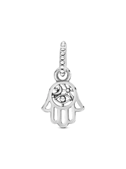 Protective Hamsa Hand Dangle Charm - Sterling silver