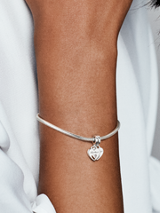 Double Heart Split Dangle Charm - Sterling silver